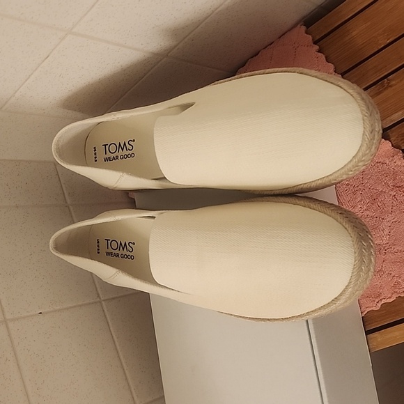 TOMS Carolina Platform Espadrille Sneaker beige shoes Women size 9.5 - Picture 2 of 4